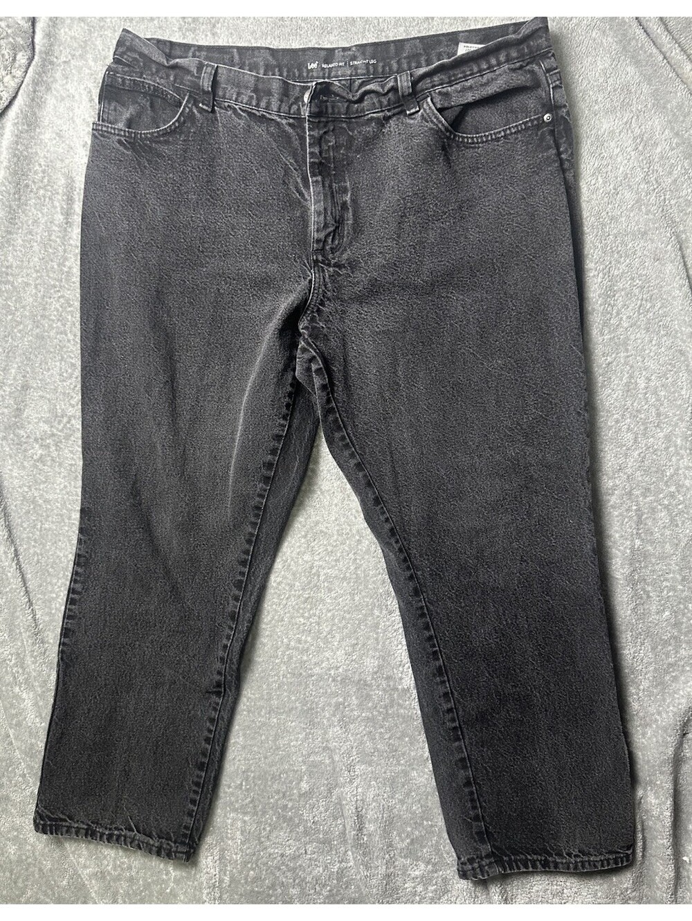 Lee Relaxed Fit Straight Leg Black Wash Jeans Womens 16 Petite Cotton Denim